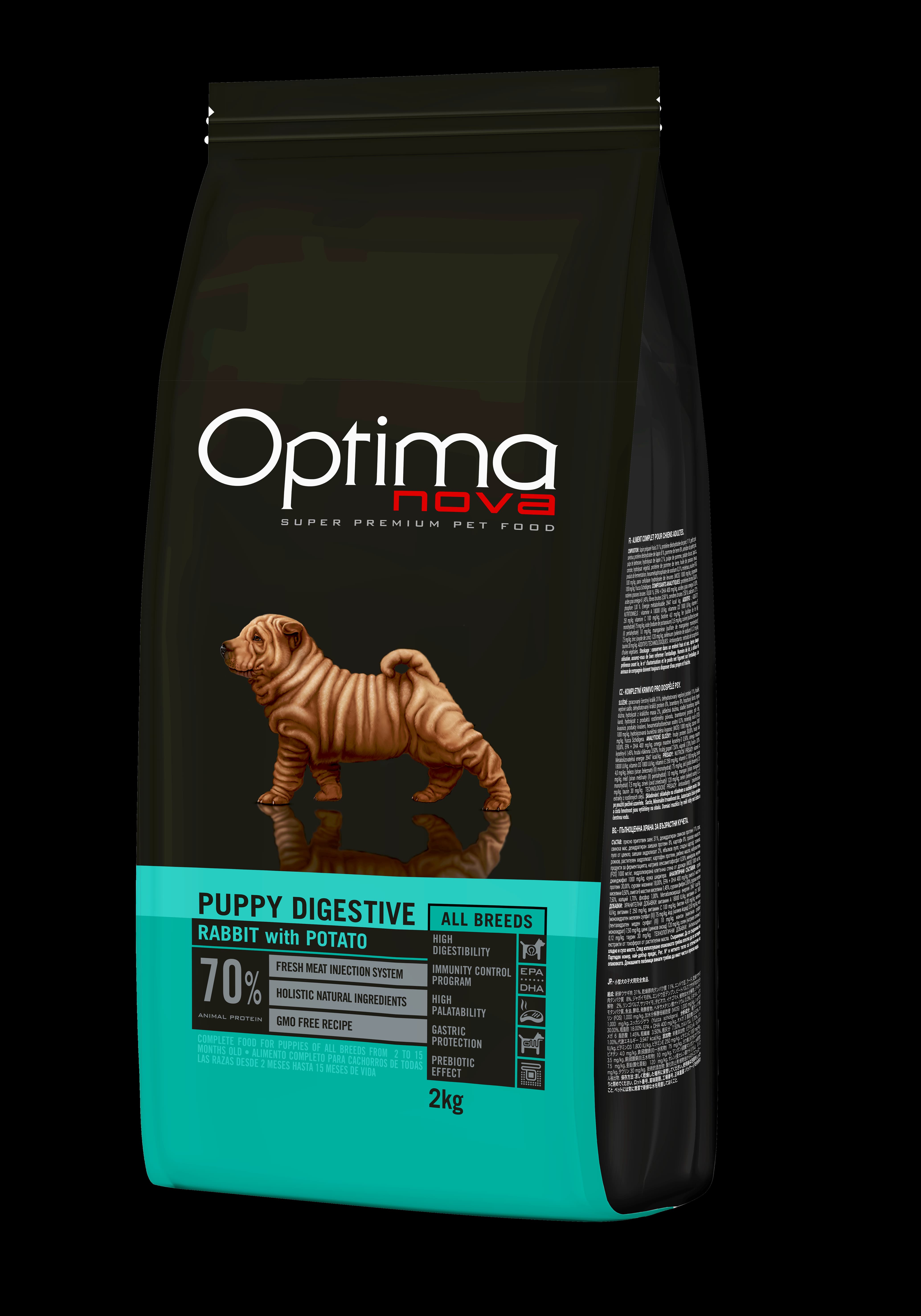 Optimanova dog puppy Digestive kunić/krumpir 2kg GF